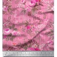 thumbnail image 1 of Soimoi Viscose Chiffon Fabric Stripe,Leaves & Rose Floral Printed Fabric 1 Yard 42 Inch Wide, 1 of 1