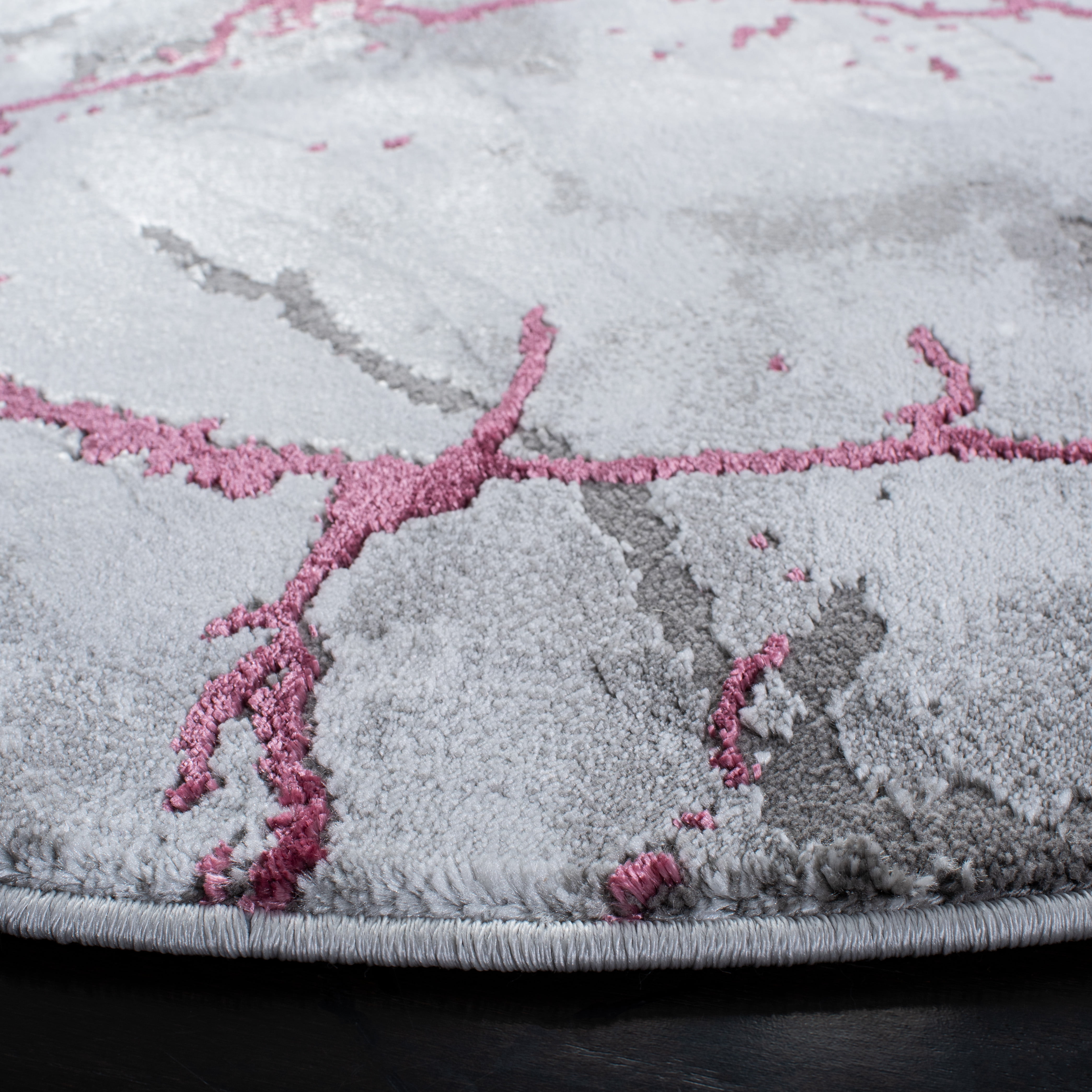 SAFAVIEH Craft Paul Abstract Area Rug, Grey/Wine, 6'7" x 6'7" Round