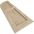 thumbnail image 6 of Ekena Millwork 12"W x 60"H (48" Low Side) Timberthane Pecky Cypress Two Equal Flat Panel w/Quarter Round Arch Top Faux Wood Shutters (Per Pair), Primed Tan, 6 of 6