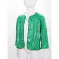 thumbnail image 3 of XUNZOO Kids Girls Sequin Tops Metallic Short Sleeve Bolero Shrug Open Front Cardigan Pageant Party Fancy Dress Up Green 100, 3 of 7