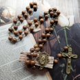 thumbnail image 4 of Collares de rosario de perlas católicas con medallas cruzadas, cadena larga, oración religiosa para mujeres --- Código de producto 42978, 4 of 5