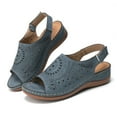 thumbnail image 2 of Anuirheih Women's Wedge Sandals Ankle Strap Open Toe Summer Sandals Beach Retro Comfortable Outdoor Flats Shoes(Blue), 2 of 3