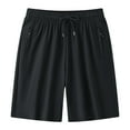 thumbnail image 2 of Summer Men&nbsp;Shorts Casual Plus Size Elastic Waist Solid Color Athletic Running Gym Workout Casual Fast-Drying Activewear Shorts with Pockets Black X3XL, 2 of 5