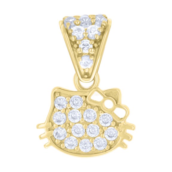 10kt Real Yellow Gold Womens Cubic-Zirconia Kitty Fashion Charm Pendant