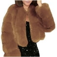 thumbnail image 4 of Sokhug Women Faux Fur Jackets Winter Warm Puffy Loose Stand Collar Plush Fluffy Cropped Jacket, 4 of 4