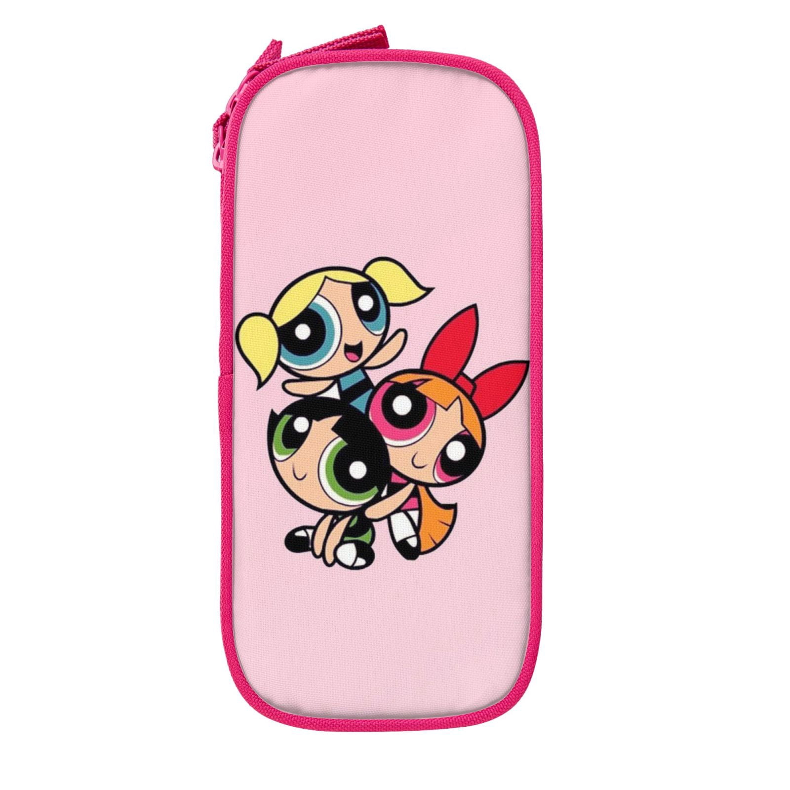 The Powerpuff Gi-rls Pencil Case Large Capacity Pencil Pouch Pen Bag Office Stationery Organizer Travel Makeup Bag Pink