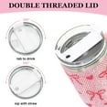 thumbnail image 3 of Pink Bow Tumbler with Lid and Straw 40oz Rhinestone Bowknot Heart Tumbler with Handle Stainless Steel Cup for Home Office Travel, 3 of 6