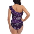 thumbnail image 5 of Haiem Snowflake Gradient Purple Women's One Piece Swimsuits Tummy Control One Shoulder Bathing Suits Ruffle Swimwear-X-Large, 5 of 8