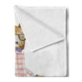 thumbnail image 2 of Funny Soft Flannel Fleece Blanket, Cartoon Bear Dressed up in Hipster Clothes Riding a Bike Watercolor Urban Character, Cozy Plush for Indoor and Outdoor Use, 50" x 60", Multicolor, by Ambesonne, 2 of 5