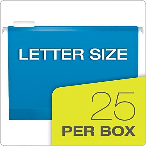Reinforced Hanging File Folders, Letter Size, Blue, 1/5 Cut, 25/BX (4152 1/5 BLU) (Pack of 2)