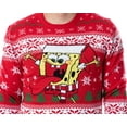 thumbnail image 3 of Nickelodeon Spongebob Squarepants Men's Snowflake Catching Ugly Christmas Sweater Holiday Knit Pullover (Medium) Red, 3 of 4