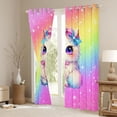 thumbnail image 3 of Feelyou Cartoon Bow Kitten Curtains Pack of 2 (42x84 Each), Cute Cat Animal Lover Curtains Blackout, Dreamy Stars Starry Sky Bedroom Curtains, Window Curtains Decor, 3 of 6