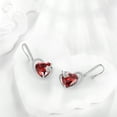thumbnail image 5 of Juwaliy 925 Sterling Silver Earrings Women Heart January Birthstone Hook Dangle Earring Garnet Red Flower Jewelry Birthday Valentine's Day Gifts, 5 of 9