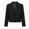 thumbnail image 5 of CHGBMOK Women Plus Size Cropped Blazer 3/4 Sleeve Lapel One Button Casual Short Suit Jacket Solid Color Business Office Outerwear, 5 of 9