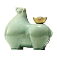 thumbnail image 3 of Estatua de caballo BLESIY Cerámica Adorno decorativo Escultura de animal Verde, 3 of 8