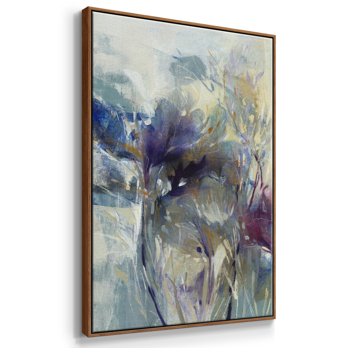 Meadow Saffron I Framed Premium Gallery Wrapped Canvas - Ready to Hang - 27 x 41 - Walnut Floating Frame