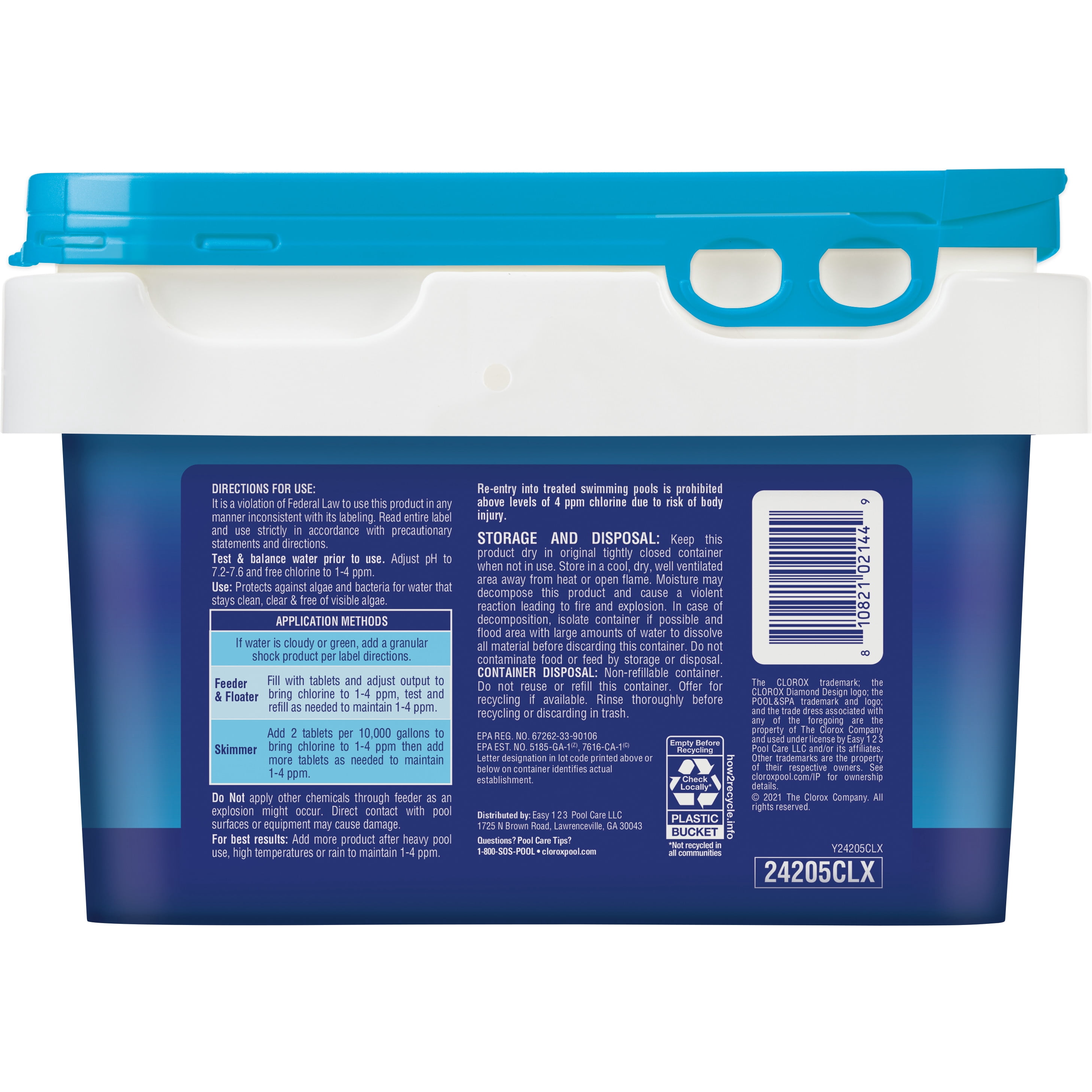 Clorox Pool&Spa XtraBlue 3" Chlorinating Tablets Chlorine Pool Chemicals , 5lb