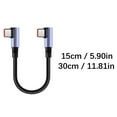 thumbnail image 3 of 90° Angled Connectors Type C Cable Short Nylon Braided Fast Charging Cord Compact Portable Phone Accessory 0.15m 0.30m, 3 of 9