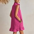thumbnail image 6 of Women's Sleeveless Half Zip Casual Loose Mini Dress with Stand Collar and Ruffle Hem, 6 of 8