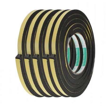 5pcs 2M 8mm x 8mm Single-side Adhesive Shockproof Sponge Foam Tape Yellow Black