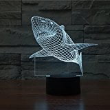 Huiyuan 3d Night Lamp Colorful Shark Shape Touch Control Light 7 Colors Change USB LED for Desk Table with Multicolored USB Powered Home Decoration Best Gift for Valentine`s