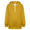 thumbnail image 4 of Women's Quarter Zip Hoodie, Soft Pullover Sweatshirt with Adjustable Hood, Long Sleeve Casual Streetwear for Everyday, Solid Color Comfortable Hooded Top for Women, Trendy Zip Up Design Yellow, 4 of 7