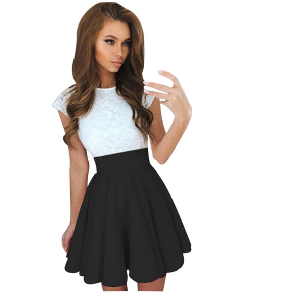 Viikei Short Sleeve Dress for Women Dress Tops Womens Tops Dressy Casual Womens Lace Party Cocktail Mini Dress Ladies Summer Short Sleeve Skater Dresses