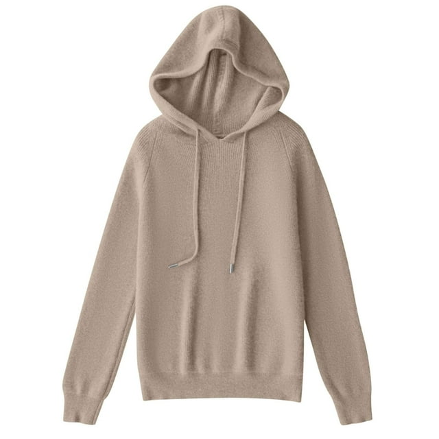 HKEJIAOI Hauts Athlétiques à Manches Longues pour Femmes Col Rond Uni pour le Travail avec Capuche à Cordon Automne et Hiver Chemise Café