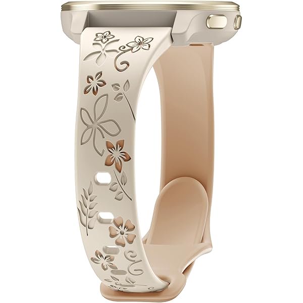 wonima44 20mm Floral Engraved Watch Band Compatible with Garmin Vivoactive 6/Vivoactive 5/3/3 Music/Forerunner 570 42mm/165/55/245/645 Music, Soft Slim Silicone Cute Embossed Strap for Venu Sq 2/Venu