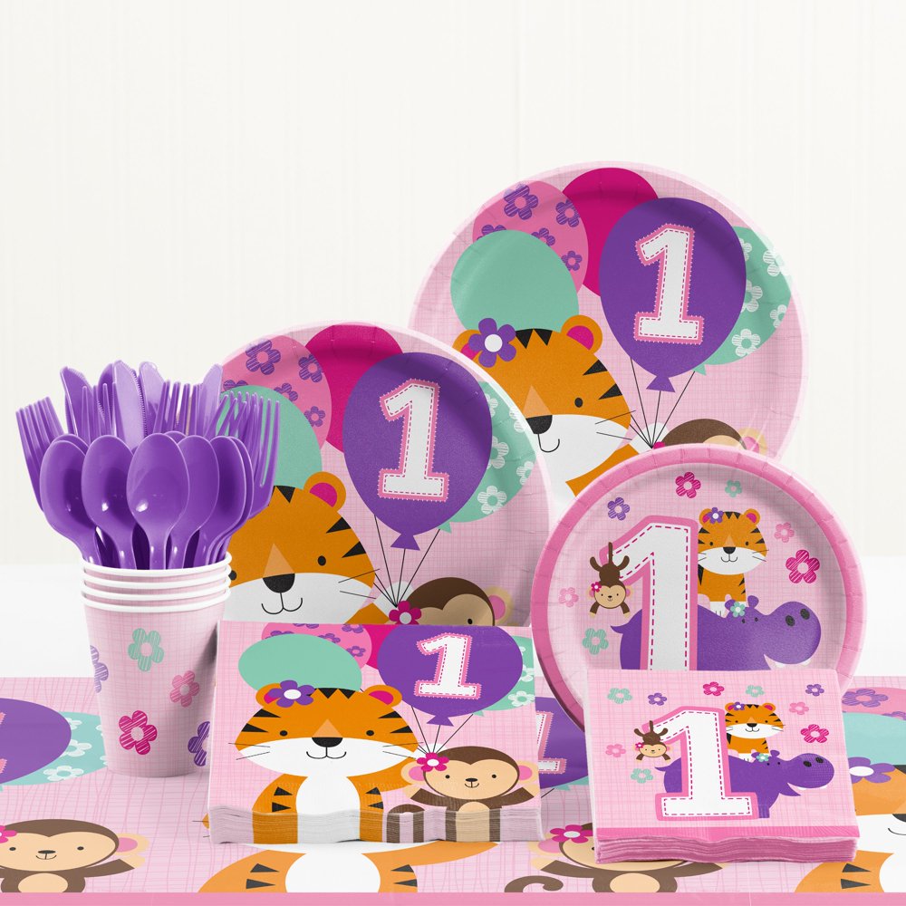 One is Fun Girl 1st Birthday Party Supplies Kit
