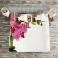 thumbnail image 3 of Ambesonne Spa Themed Quilted Bedspread Set 3 Pcs, Pink Orchid and Stones, King Size, Black Green and Pink, 3 of 3