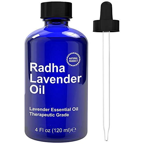Radha Beauty Lavender Essential Oil 4 oz. - Natural & Therapeutic Grade, Steam Distilled for Aromatherapy, Relaxation, Sleep, Laundry, Meditation, Massage