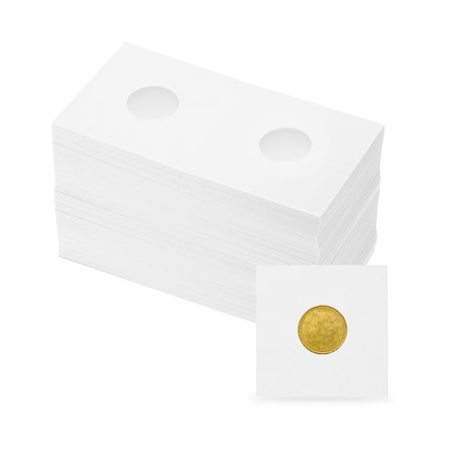 Monedas de lanzamiento 2" x 2", paquete de 100 soportes de cartón para monedas de 17.5 mm / 0.7" suministros de colección, blanco