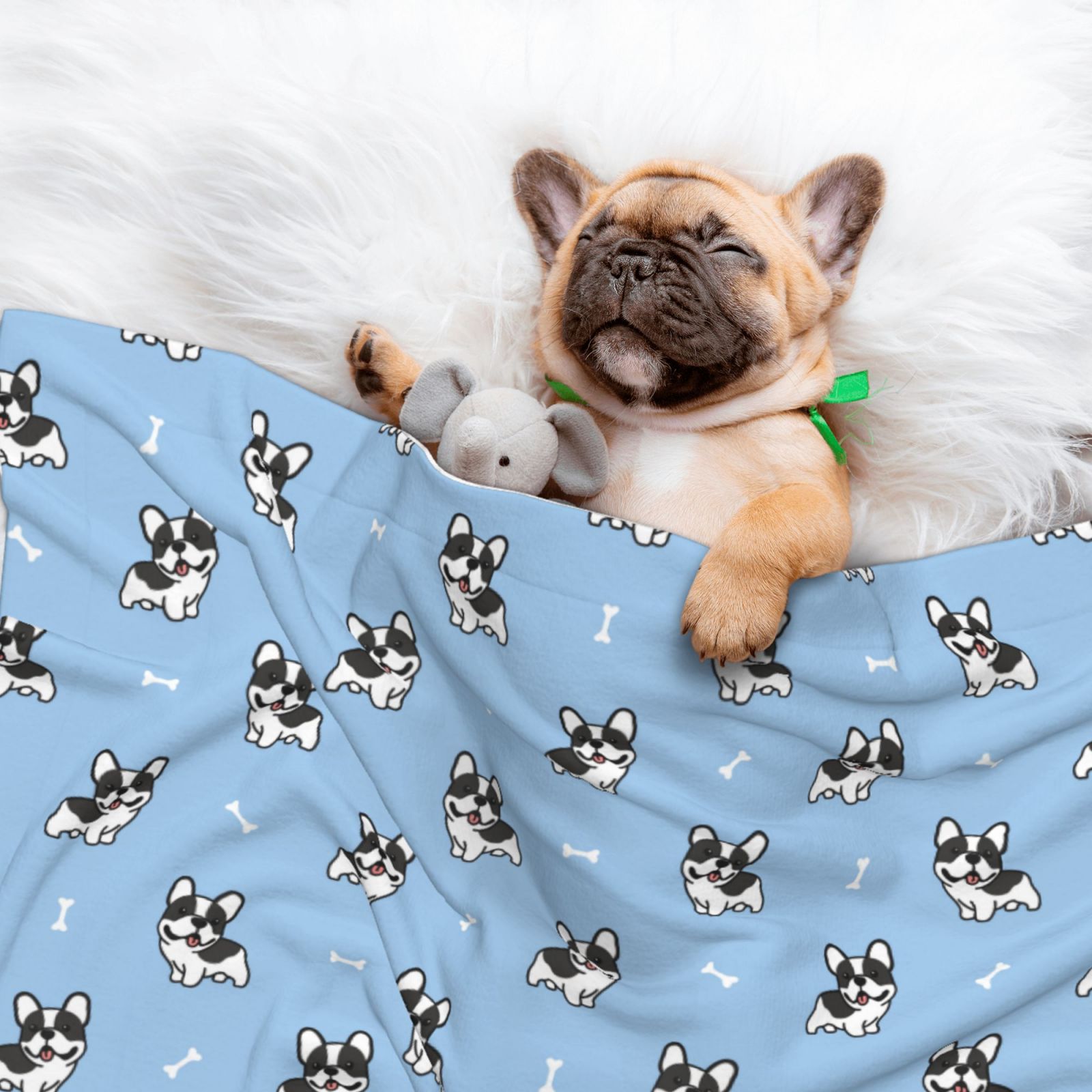 Naloa French Bulldog Puppy Dog Blanket, 3 Sizes Cat Blanket for Indoor Cats Large Medium Small Dog Gifts-Large