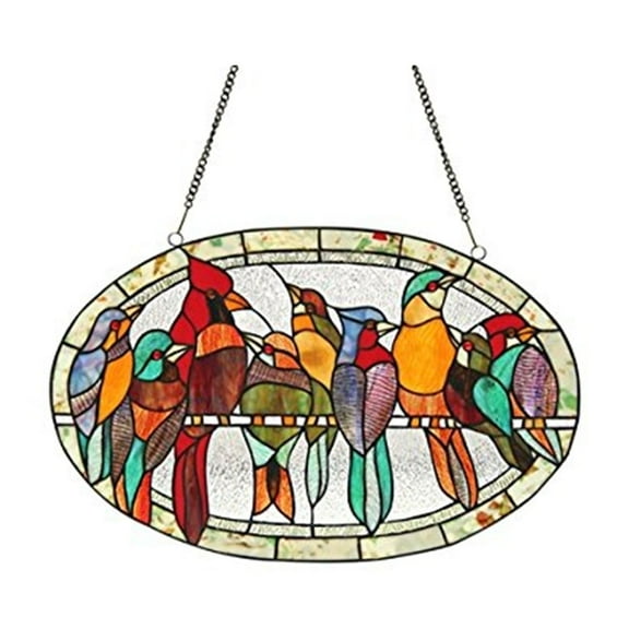 CHLOE Kuno Tiffany-glass Window Panel 23.5x15