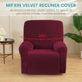thumbnail image 4 of SHANNA Velvet Oversized Stretch Recliner Sofa Cover Furniture Cover 4 Pieces 1 Seat with Stretch Bottom and Side Pockets Washable,(Wine Red), 4 of 9