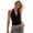 Black, variant on Women Lace Trim Cowl Neck Open Back Halter Crop Top Y2K Tie Backless Draped Going Out Cropped Top