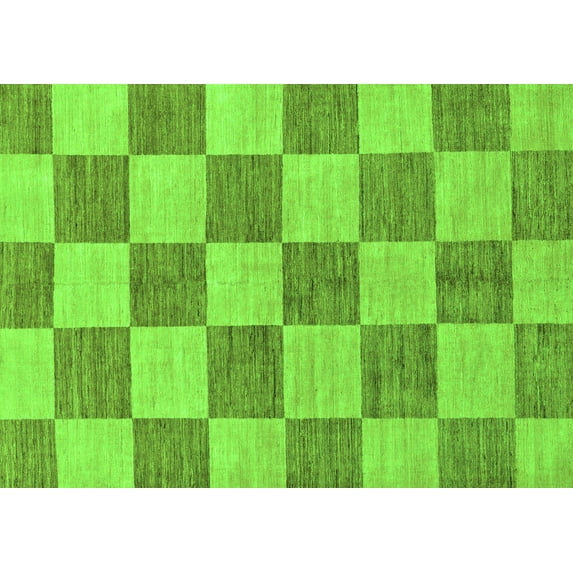 Ahgly Company Indoor Rectangle Checkered Green Modern Area Rugs, 6' x 9'