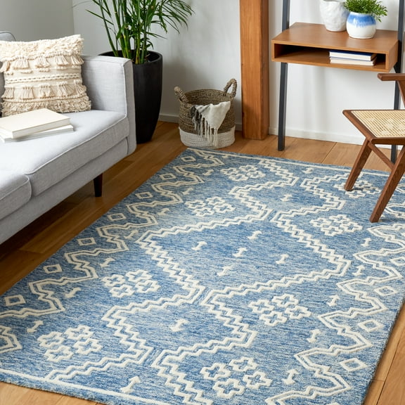 Safavieh Abstract Adolf Geometric Wool Area Rug, Blue/Ivory, 5' x 8'