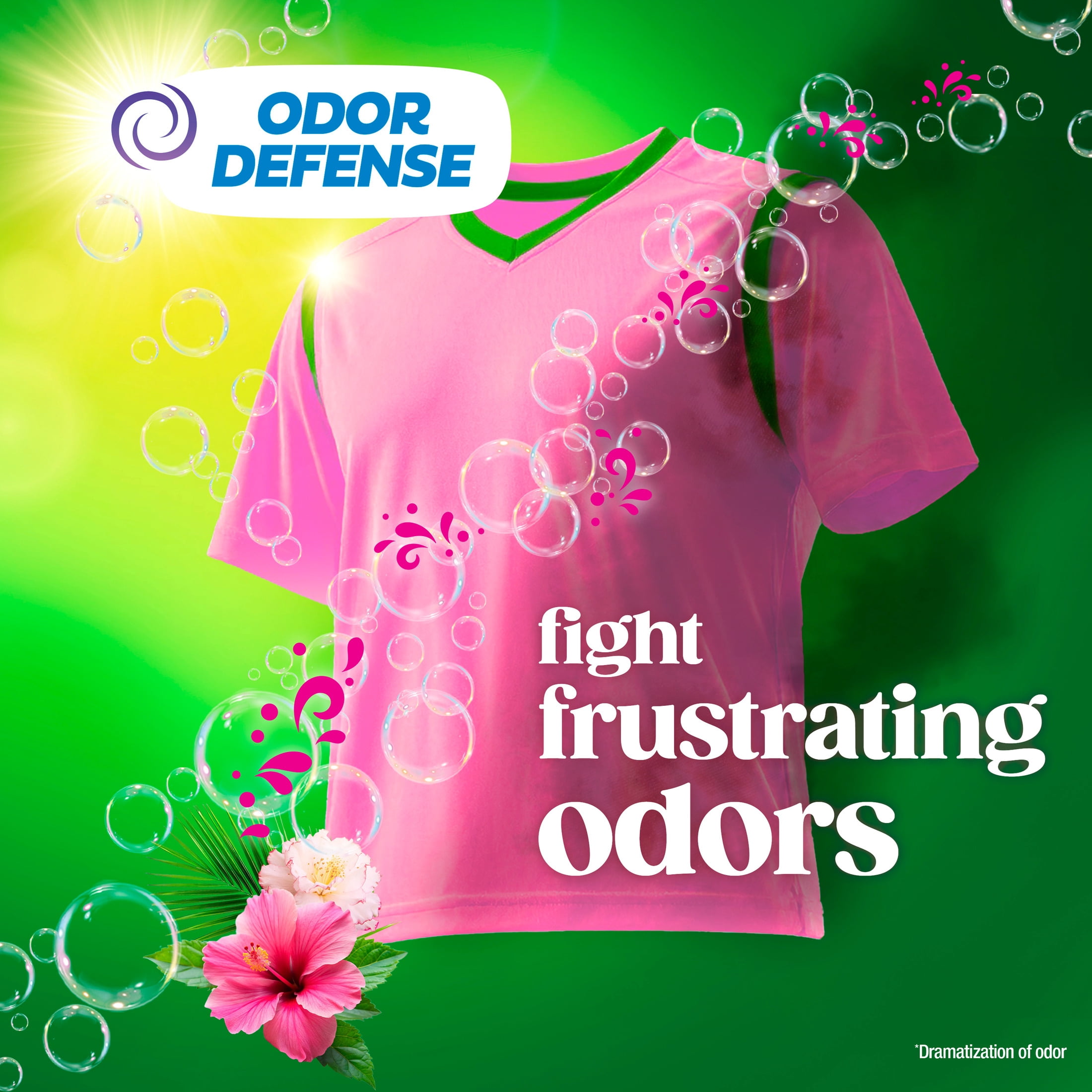 (4 pack) Gain Laundry Detergent Liquid, Now with Odor Defense, Happy Hibiscus Scent, 132 fl oz, 100 Loads