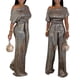 thumbnail image 3 of Gibobby pantalones siameses Conjuntos de pantalón y vestido elegante para mujer, vestido de noche para banquete, pantalón, mono elegante con hombros descubiertos, mono colorid(Dorado， S), 3 of 5