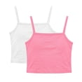 thumbnail image 2 of NAISIBABY Girls Crop Camisole 2-Pack, Ultra-Soft Cotton Breathable Spaghetti Strap Scoop Neck Undershirt Tank Tops Hot Pink Size 10, 2 of 9