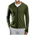 thumbnail image 2 of Wrtxtat Men's Track Jacket Full Zip Solid Color Hooded Outerwear Zippered Pockets Lightweight Breathable Tops Sun Protection Long Sleeves Shacket Green L, 2 of 6
