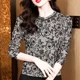 thumbnail image 3 of Camisa básica de manga larga con cuello semialto y forro polar para mujer de estilo otoñal de alta gama, camiseta negra para mamá, prenda interior de moda, 3 of 4