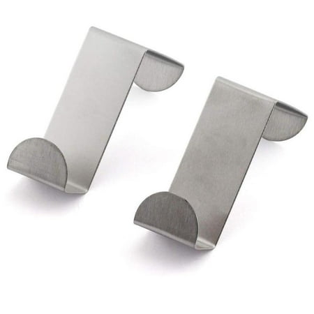 

2x Over Door Hook Stainless Kitchen Cabinet Clothes Hanger Organizer Holder