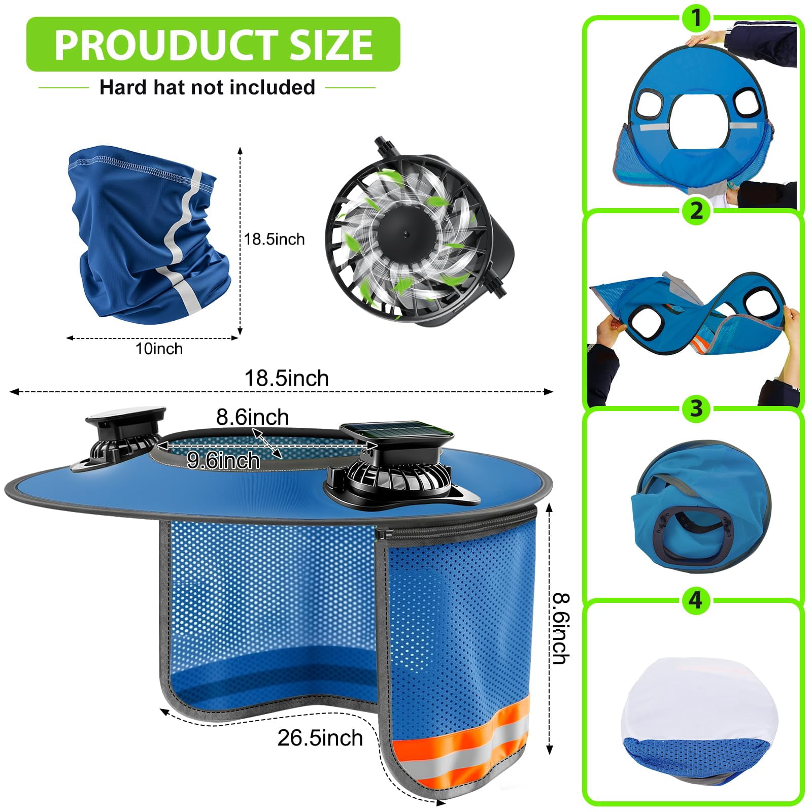 Hard Hat Sun Shade, Hard Hat Visor Full Brim Hardhat Sun Shield