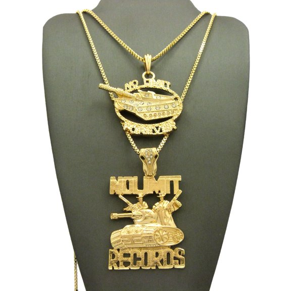 Hip Hop Gold Plated No Limit Records Forever Pendant 24" - 30" Box Chain Bling 2 Necklace Set