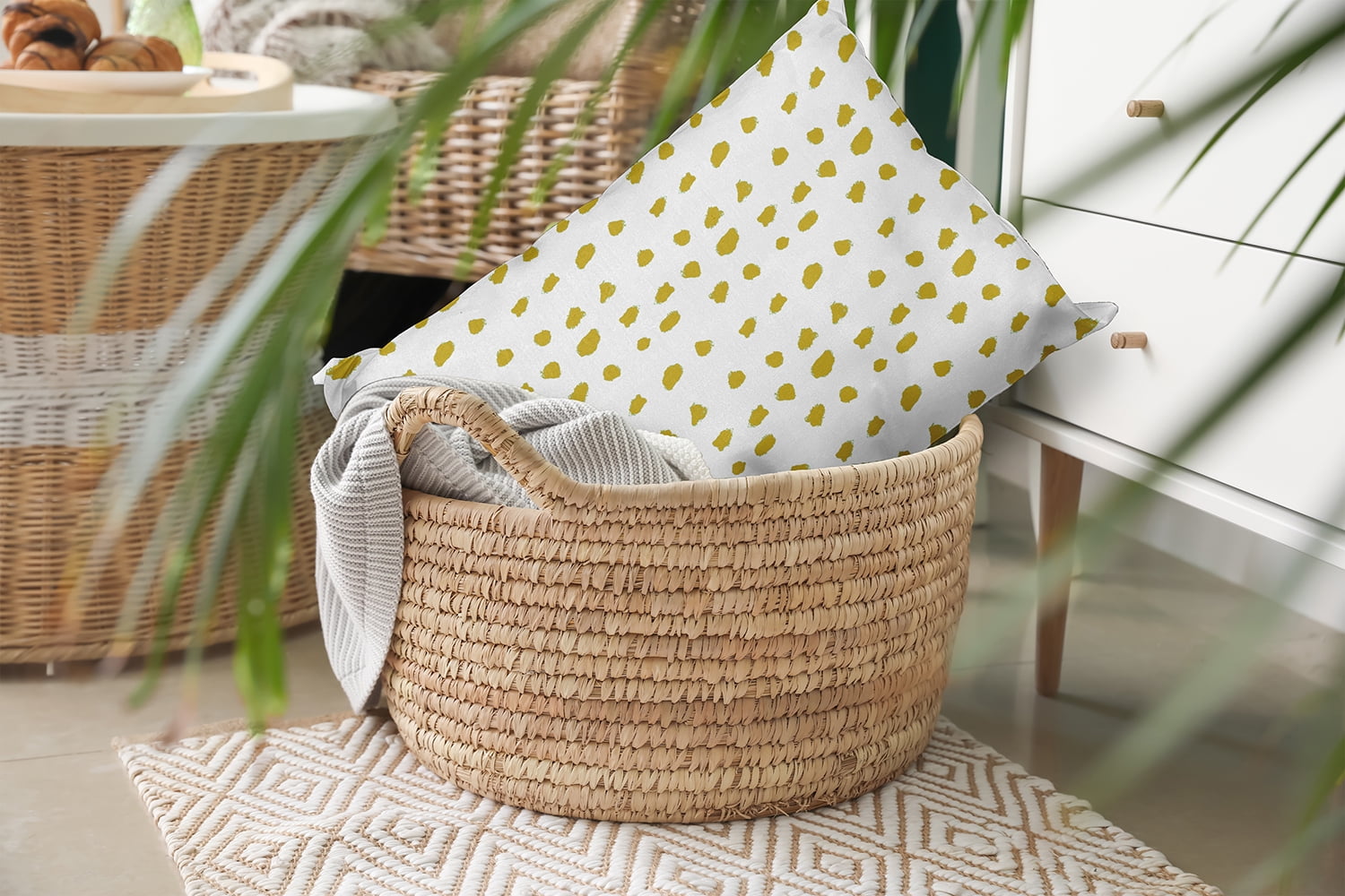 20" x 14" Simply Daisy Dots Of Spots Polyester Indoor/Outdoor Pillow, Mustard Qty 1