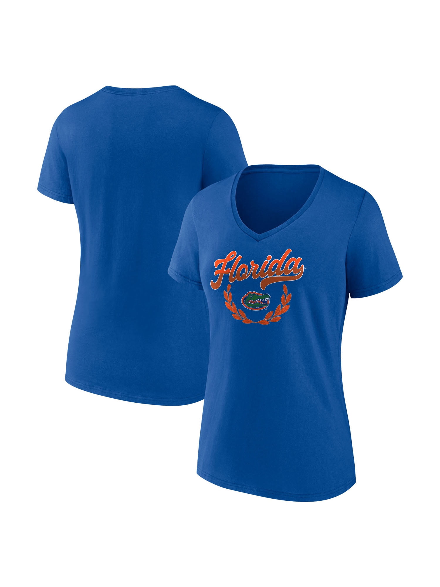 NCAA Florida Gators Women's Blue Cotton Short Sleeve V T Shirt