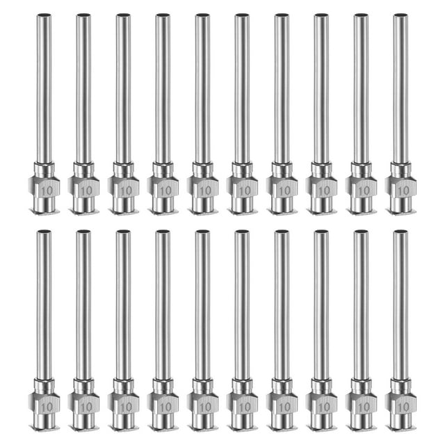 Unique Bargains 20 Pcs Aiguilles Distributrices en Acier Inoxydable 10G, Tube à Colle 1-1/2 Pouces Pointe Émoussée